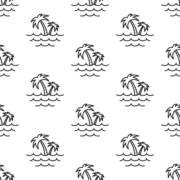Palm trees and the sea. Pattern. Seamless vector illustration. Line. Flat. - Вектор, зображення