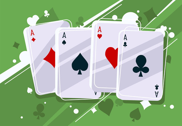 Ilustracja wektorowa kart do gry, gra w karty pokerowe, karty asów, karty hazardowe - Wektor, obraz