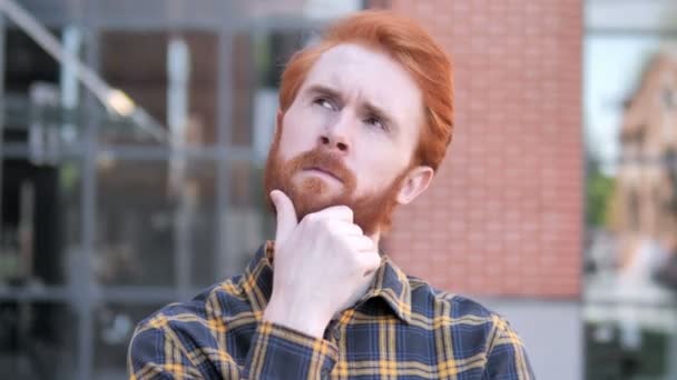 Outdoor Redhead Beard Young Man Thinking New Idea - Footage, Video