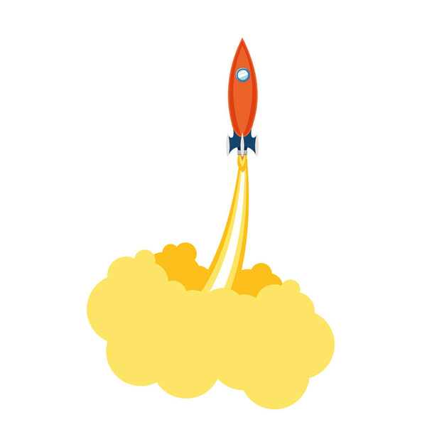 rocket taking off in white background - ベクター画像