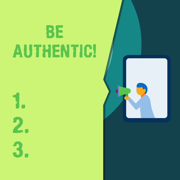 Be Authentic'ı gösteren kavramsal el yazısı. İş fotoğrafı metni Cesaret gerektiren ve kendinize sadık kalan bir şey yapın. - Fotoğraf, Görsel