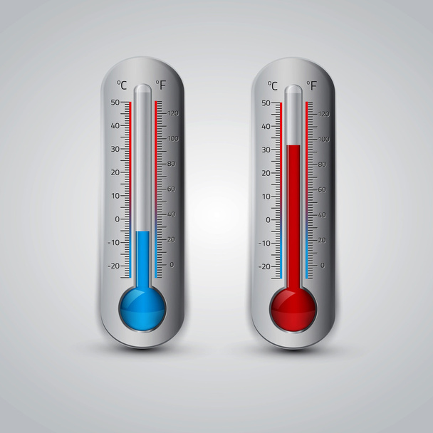 Thermometer icon. Vector. Celsius and Fahrenheit. - Vecteur, image