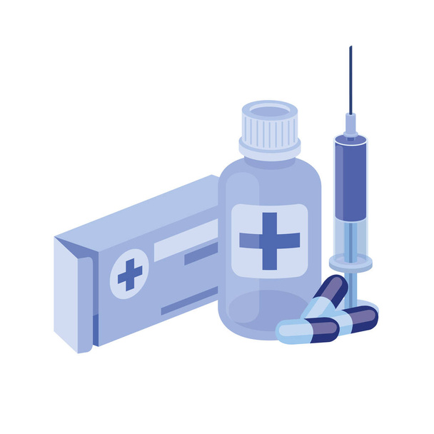 medicamentos em fundo branco
 - Vetor, Imagem