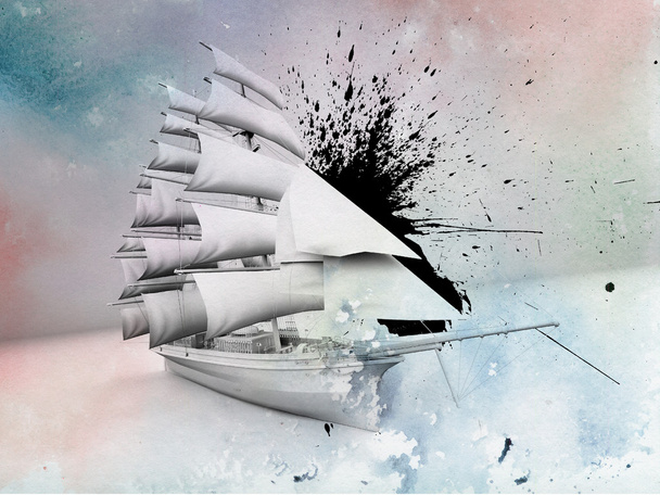 Ship on abstract background - Valokuva, kuva