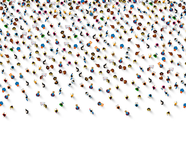 白い背景、ビジネスカバーの人々の群衆 - ベクター画像