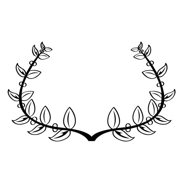 Isolated outline of a laurel wreath - Vector, Imagen