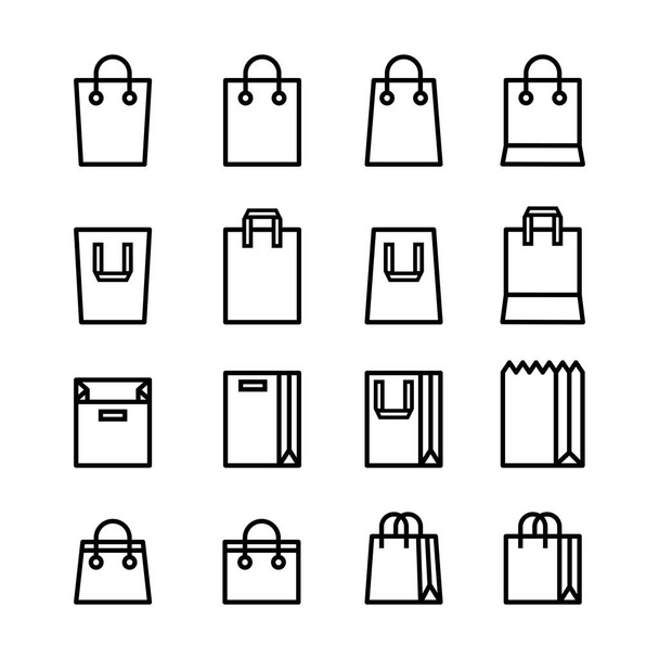Set of Minimal Shopping bag line icons black color and flat style isolated on white background. - Vector, Image