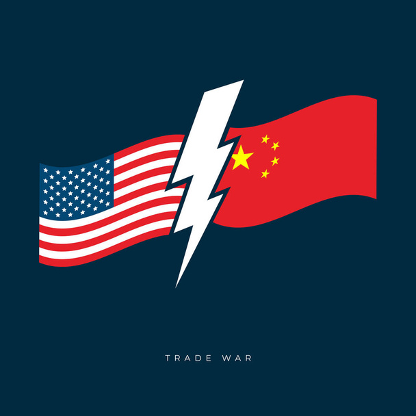 USA and China trade war concept. Flags of United States of America and China. - Vector, Image