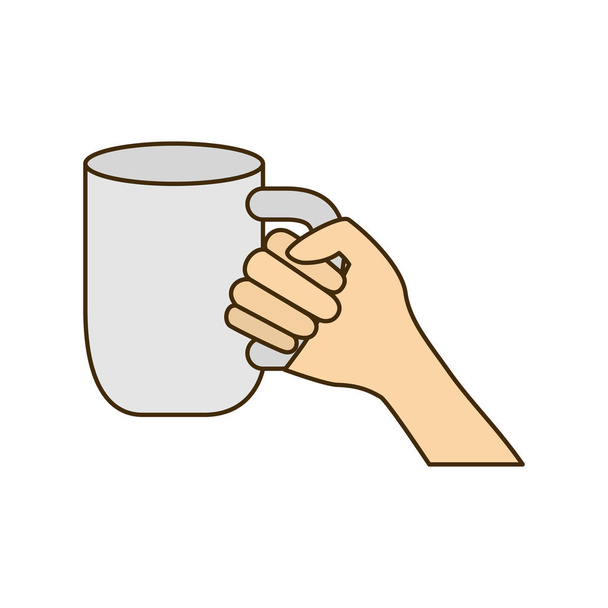 hand with cup of coffee with white background - Vector, Image