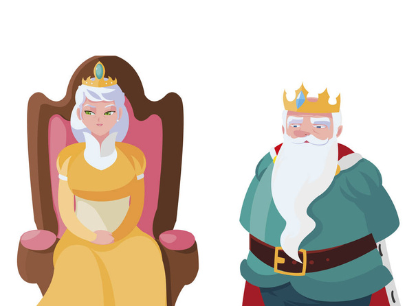 βασιλιάς και βασίλισσα σε χαρακτήρες του θρόνου - Διάνυσμα, εικόνα