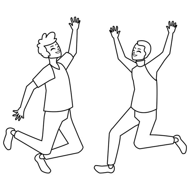 boldog fiatal férfiak ünneplők karakterek - Vektor, kép