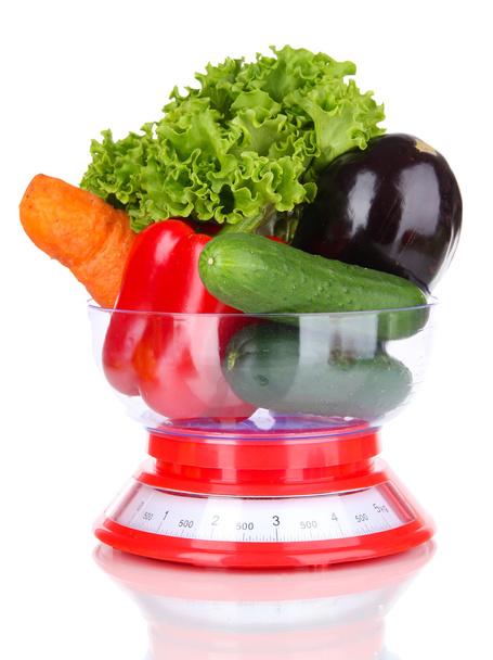 Fresh vegetables in scales isolated on white - Valokuva, kuva