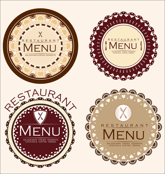 Vintage restaurant stickers - Vector, Imagen