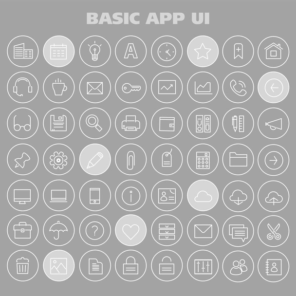 Big Basic app UI, UX en Office lineaire icon set - Vector, afbeelding