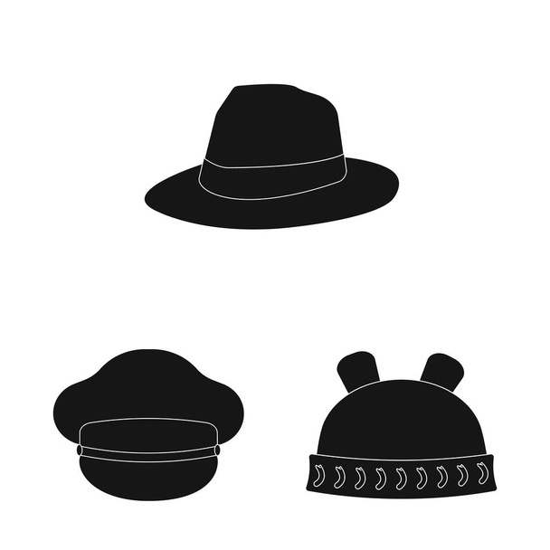 Vector illustration of headgear and cap icon. Collection of headgear and accessory stock symbol for web. - Vector, imagen
