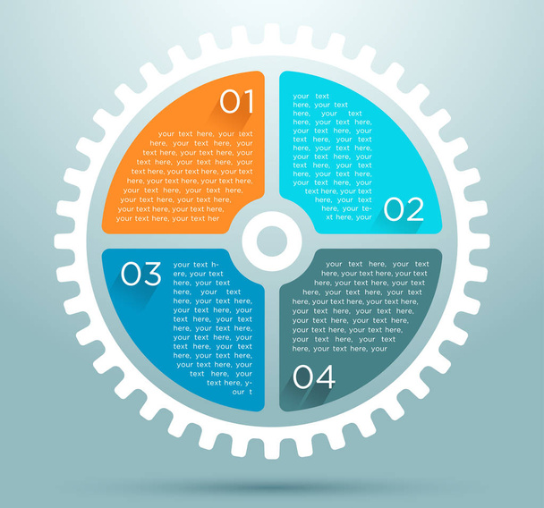 Infographic Flat Cog With Numbers Design - Vector, Image