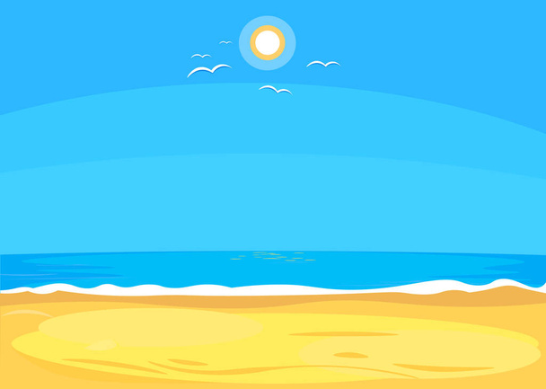 Flat Seascape, cartoon style. Vector - Vector, Image