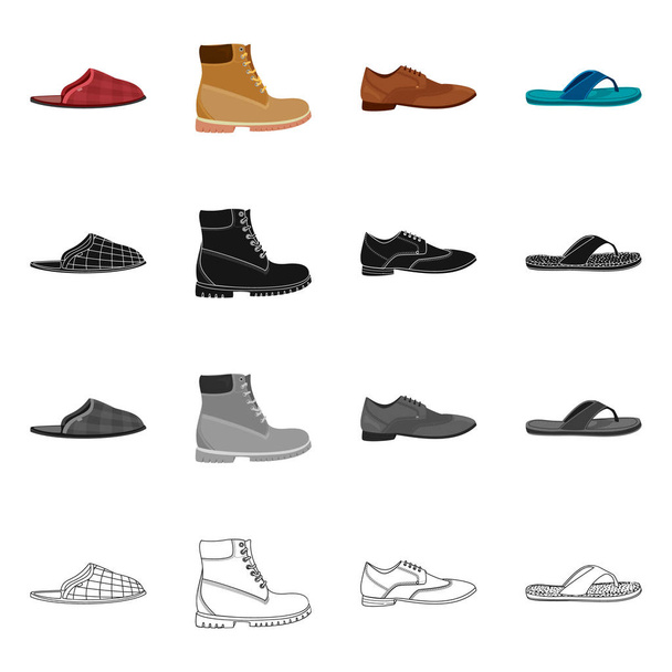 Απομονωμένο αντικείμενο των υποδημάτων και υποδημάτων σημάδι. Συλλογή παπούτσι και το πόδι σύμβολο μετοχής για το web. - Διάνυσμα, εικόνα