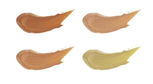 Producto cosmético. Una colección de cuatro tonos de color beige untado s
 - Foto, Imagen
