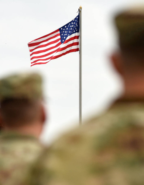 American Soldiers and US Flag. US troops - Foto, Imagem