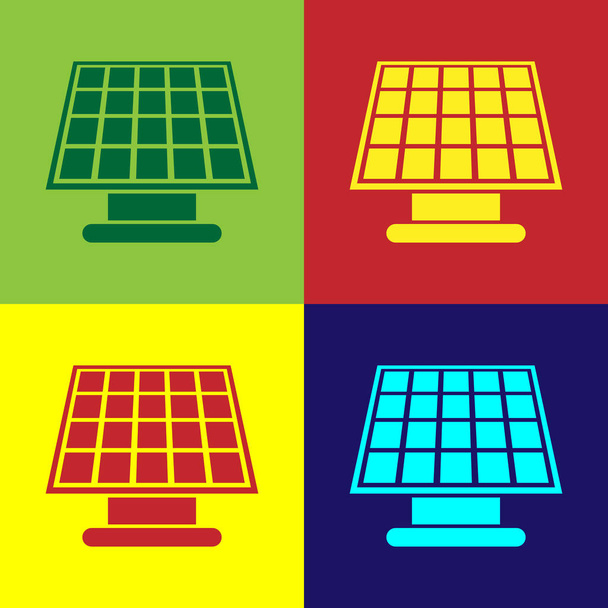 Колір піктограми панелі сонячної енергії ізольовано на кольоровому фоні. Векторна ілюстрація
 - Вектор, зображення