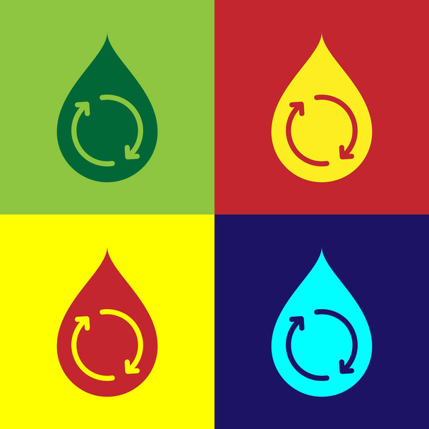 Farbe recyceln sauberes Aqua-Symbol isoliert auf Farbhintergründen. Wassertropfen mit Zeichenrecycling. Vektorillustration - Vektor, Bild