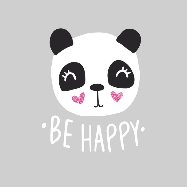 Cute panda vector illustration. Funny Cartoon animal character. - Vector, Imagen