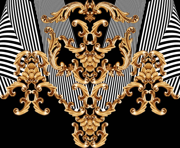 golden baroque  ornament geometric pattern - Photo, Image