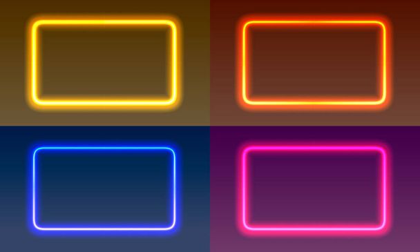 Neon frame sign in the shape of a square. - Wektor, obraz