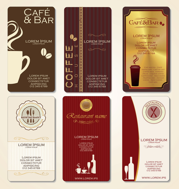 Business cards for cafe and restaurant - Vektor, kép
