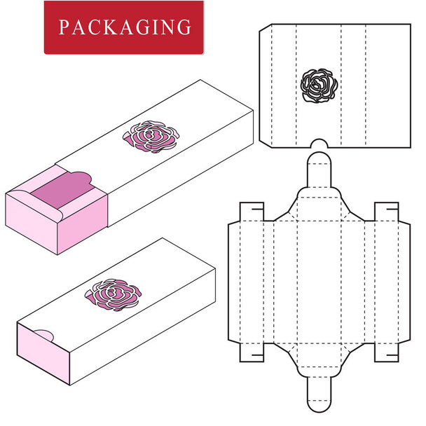 Vektorová ilustrace šablony krabička. balíčku. Izolovaná bílá ReTa - Vektor, obrázek