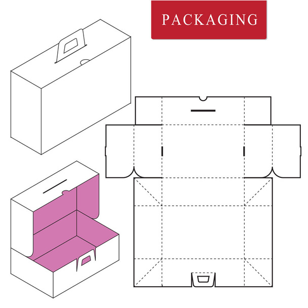 Vector illustratie van doos. Pakketsjabloon. Geïsoleerde witte Reta - Vector, afbeelding