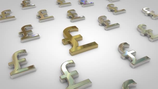 3d animation of silver pound symbols with one gold pound symbol - Footage, Video