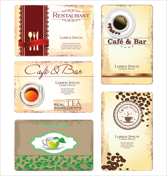 Business cards for cafe and restaurant - Vector, imagen