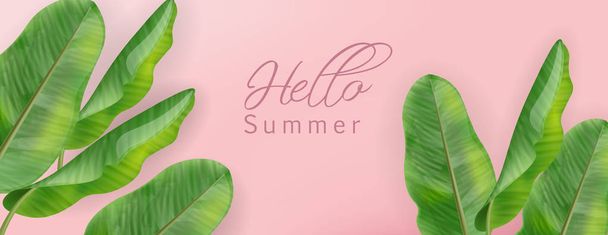 Tropic palm leaves Vector realistic. summer background template cards - Διάνυσμα, εικόνα