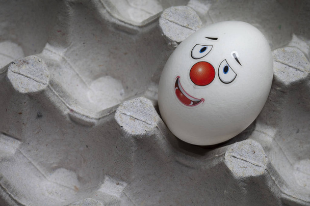 Grappige eieren. Eieren met verschillende grappige gezichten en emoties. - Foto, afbeelding