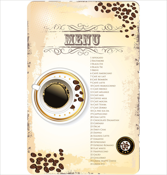 Modelo de menu de loja de café
 - Vetor, Imagem