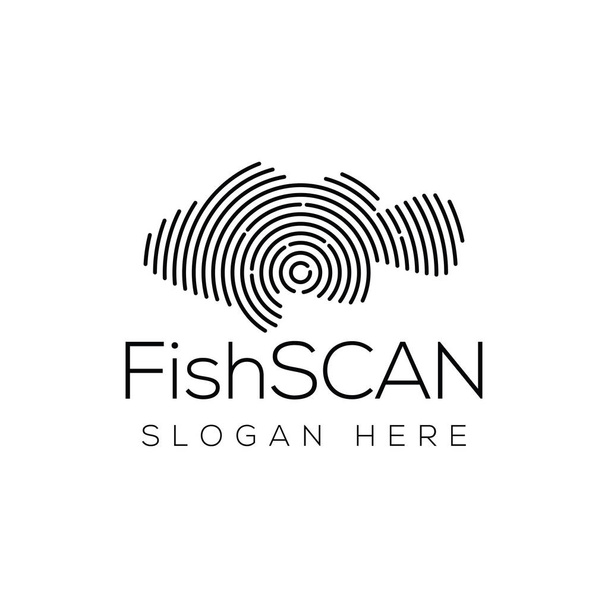 Tecnologia di scansione dei pesci Elemento vettoriale del logo. Modello logo tecnologia animale
 - Vettoriali, immagini