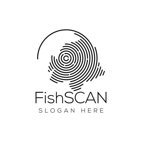 魚スキャン テクノロジーのロゴのベクトルの要素。動物技術のロゴのテンプレート - ベクター画像