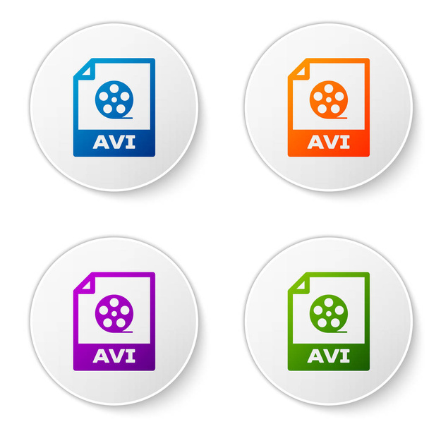 Icona del documento del file AVI a colori. Scarica avi icona pulsante isolato su sfondo bianco. Simbolo del file AVI. Imposta le icone nei pulsanti del cerchio. Illustrazione vettoriale
 - Vettoriali, immagini