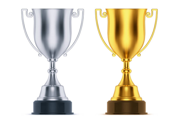 Cups for first, second place at sport competition - Vector, Imagen