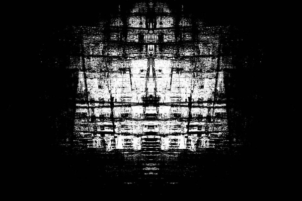 Černá a bílá monochromatický starý grunge vintage ošlehaný pozadí abstraktní starožitné textury s retro vzorem - Fotografie, Obrázek