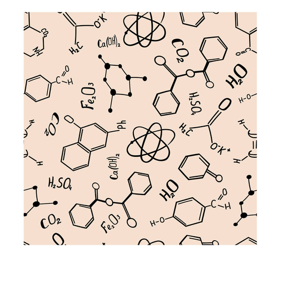 Doodle Muster nahtlose Hintergrund chemische Elemente Formel Atom-Molekül Tapete - Vektor, Bild