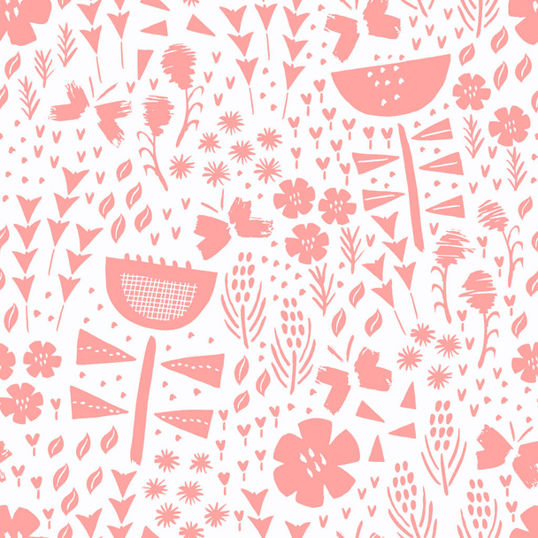 Kid flower and butterfly summer seamless pattern. Vector backgro - Vettoriali, immagini