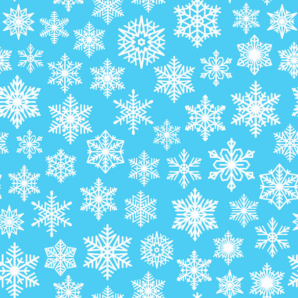 Schneeflocken fallen nahtlos in den Hintergrund. Muster für Weihnachten und Weihnachten - Vektor, Bild