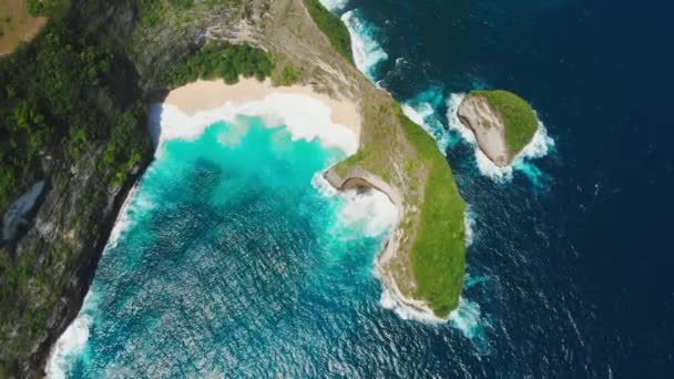 Paradise Kelingking beach on Nusa Penida Island. Aerial view - Footage, Video