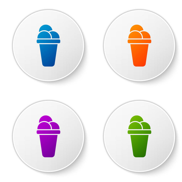 Color Ice cream icon isolated on white background. Sweet symbol. Set icons in circle buttons. Vector Illustration - Vector, Image