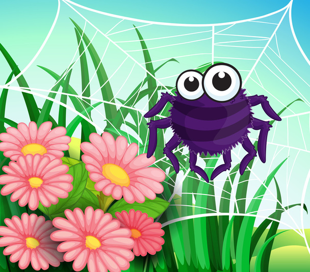 庭のクモの巣 - ベクター画像