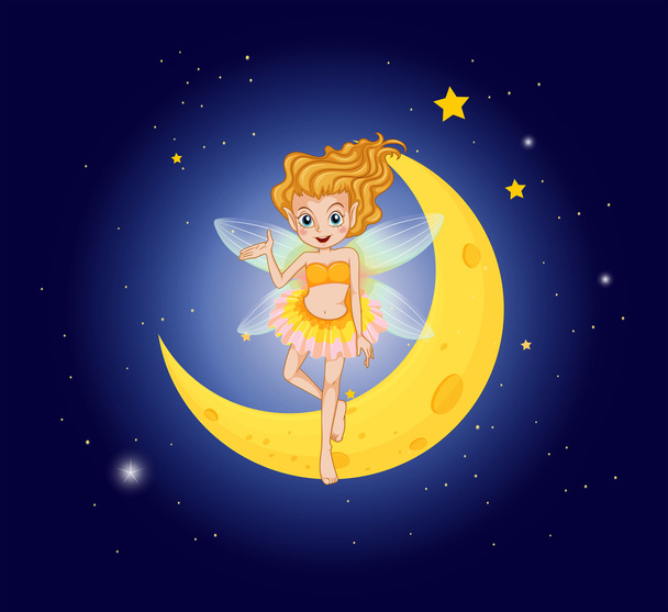 A fairy at the sky near the moon - Вектор,изображение