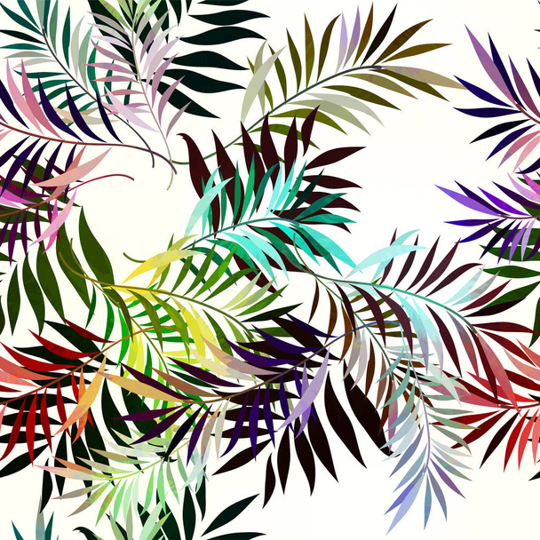 Abstract tropical plants pattern. Vector illustration. - Vetor, Imagem